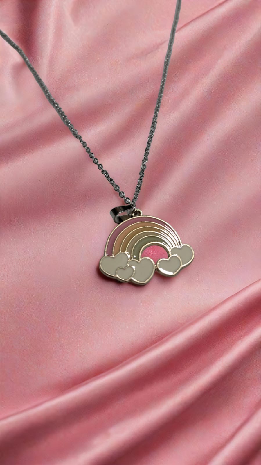 Pastel Rainbow Cloud Pendant Necklace – Dreamy & Whimsical Charm