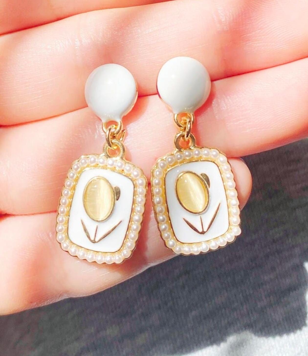 Vintage Floral Charm Drop Earrings
