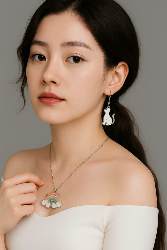 Pastel Rainbow Cloud Pendant Necklace – Dreamy & Whimsical Charm