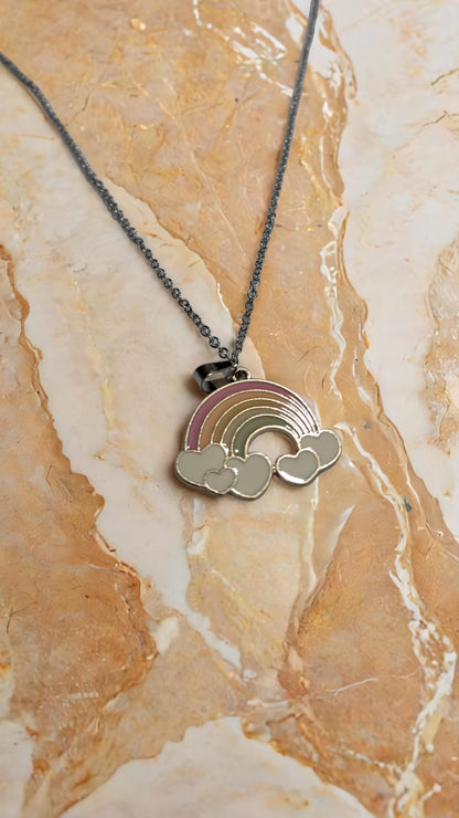 Pastel Rainbow Cloud Pendant Necklace – Dreamy & Whimsical Charm
