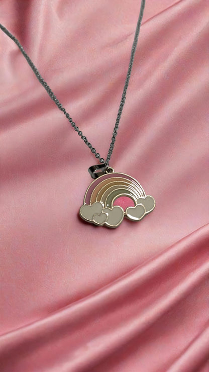 Pastel Rainbow Cloud Pendant Necklace – Dreamy & Whimsical Charm