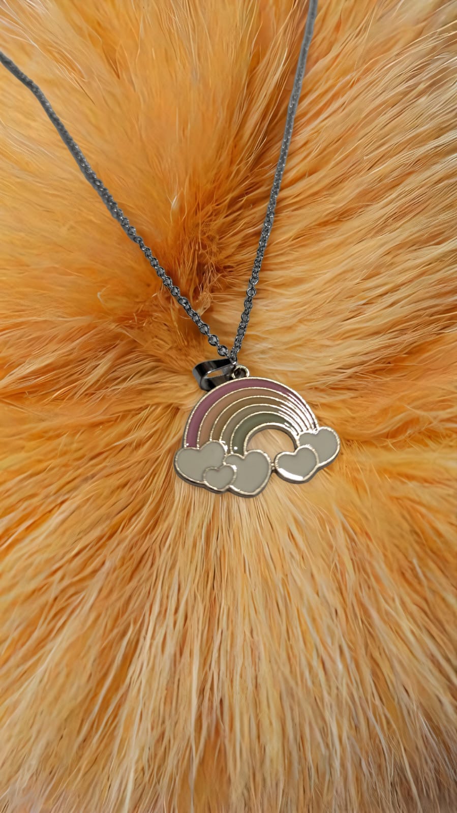 Pastel Rainbow Cloud Pendant Necklace – Dreamy & Whimsical Charm