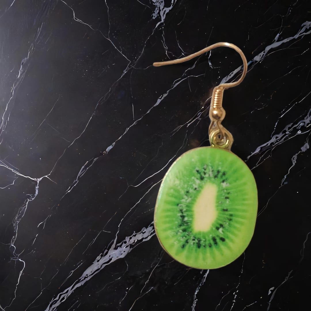 Fruity Kiwi Slice Dangle Earring – Quirky & Fun Statement Jewelry