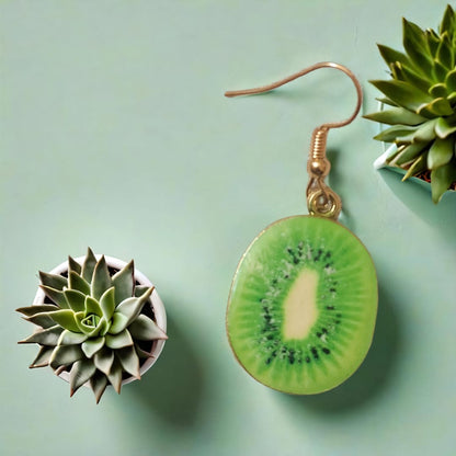 Fruity Kiwi Slice Dangle Earring – Quirky & Fun Statement Jewelry