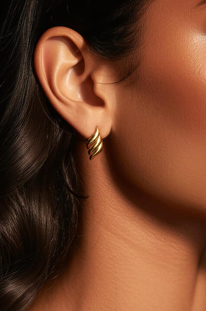 Sculpted Gold Wave Statement Earring