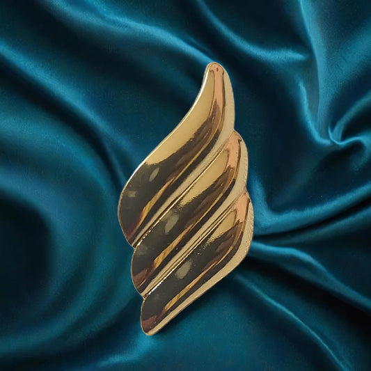 Sculpted Gold Wave Statement Earring