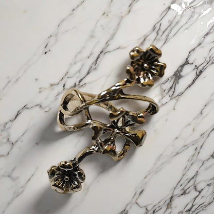Elegant Crystal Blossom Adjustable Statement Ring