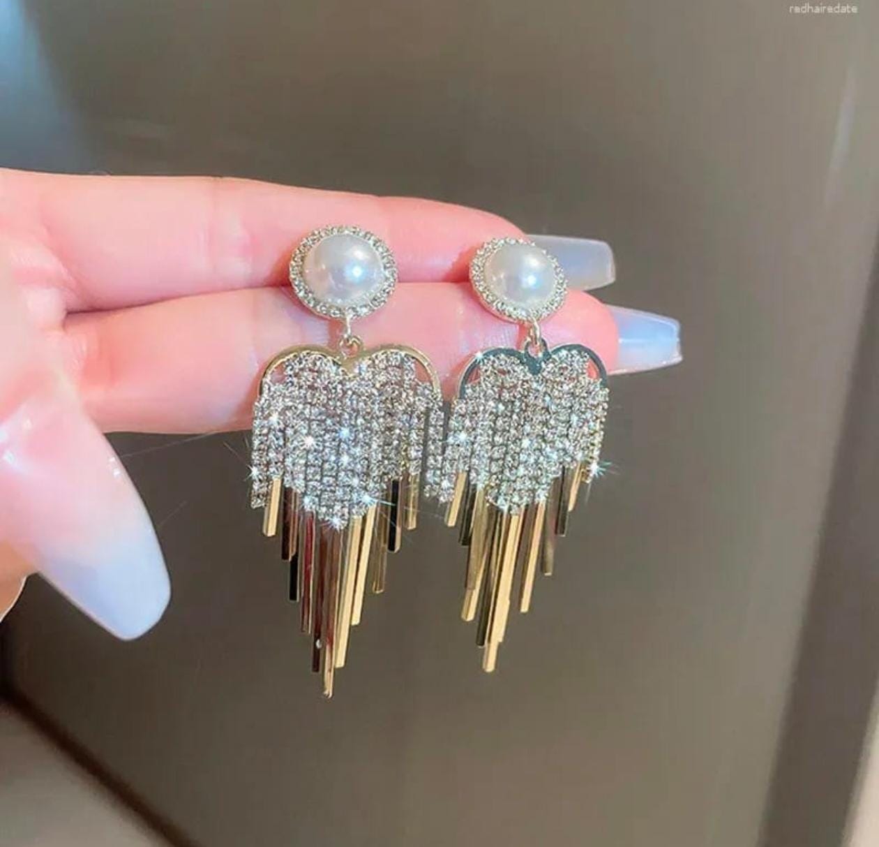 Pearl Glam Tassel Earrings – Crystal Fringe Statement Drop