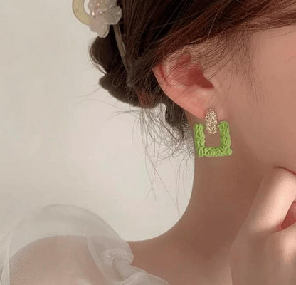 Neon Noodle Hoop Earrings – Textured Lime Statement Style
