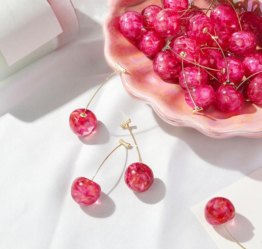 Cherry Blossom Drop Earrings – Playful & Elegant Statement
