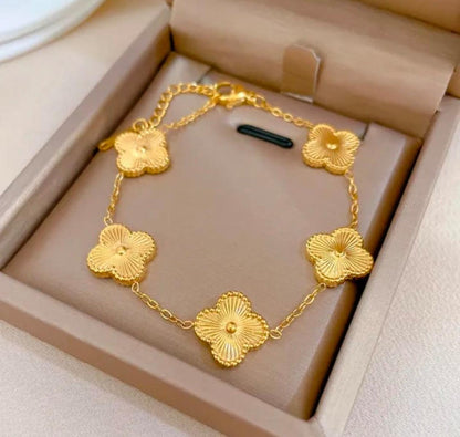 Blossom Charm Bracelet – 18K Gold Plated, Anti-Tarnish, Waterproof