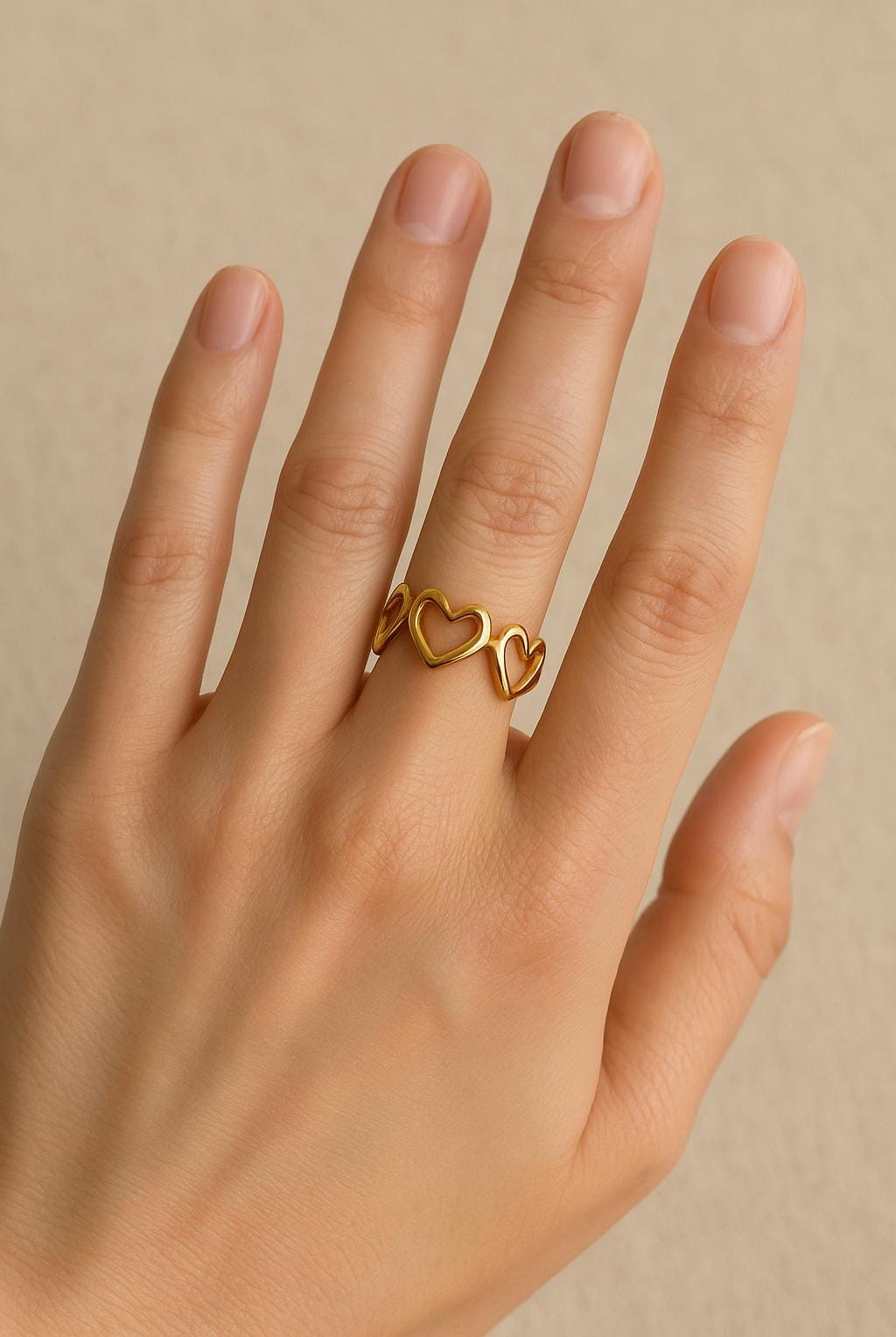 Open Heart Statement Ring – 18K Gold Plated, Anti-Tarnish, Waterproof