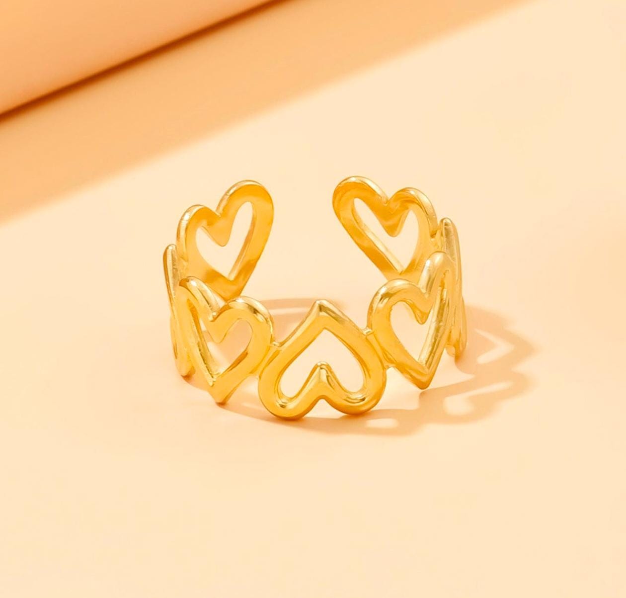 Open Heart Statement Ring – 18K Gold Plated, Anti-Tarnish, Waterproof