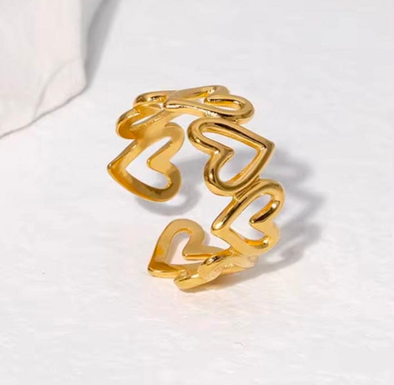 Open Heart Statement Ring – 18K Gold Plated, Anti-Tarnish, Waterproof