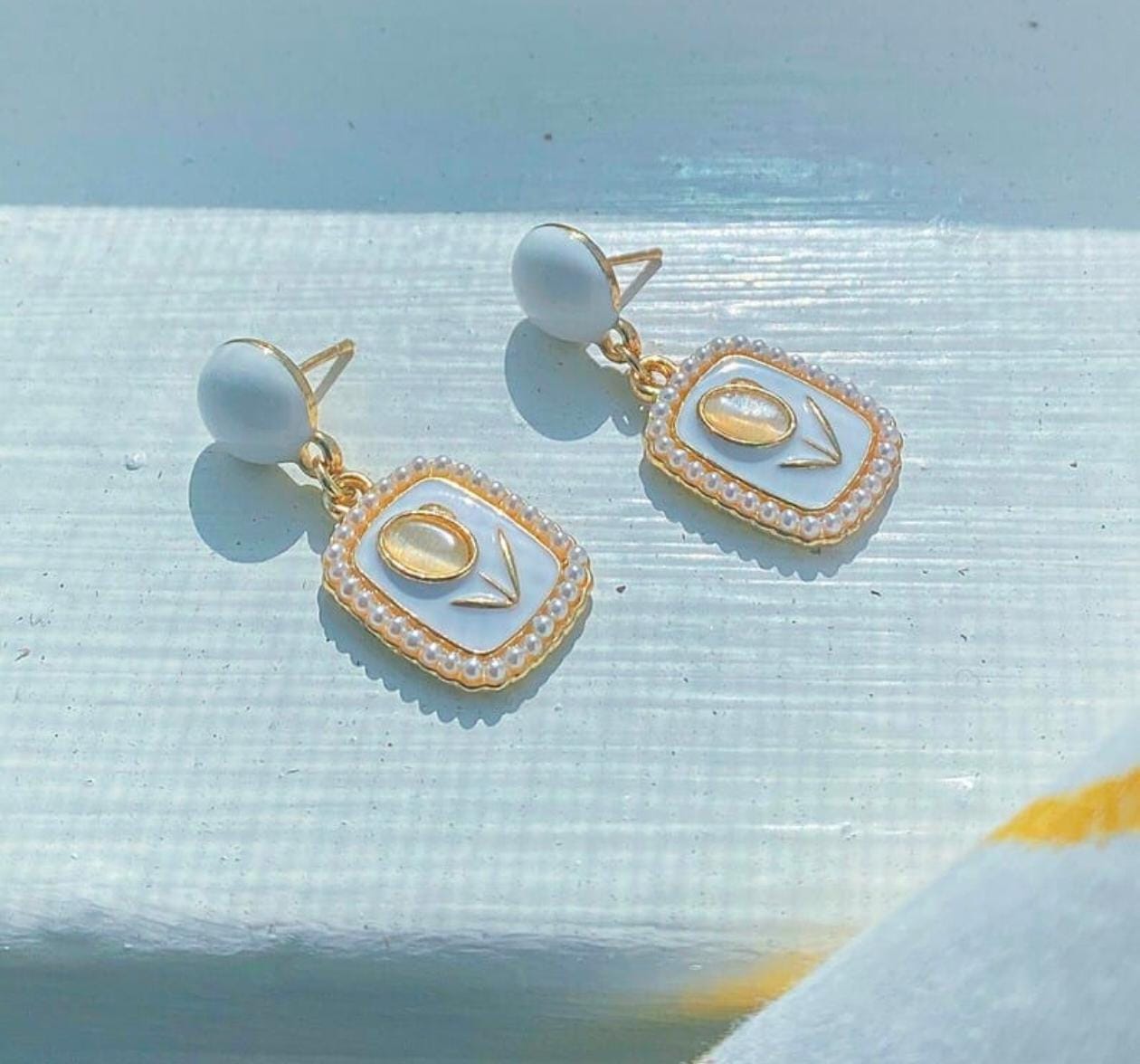 Vintage Floral Charm Drop Earrings