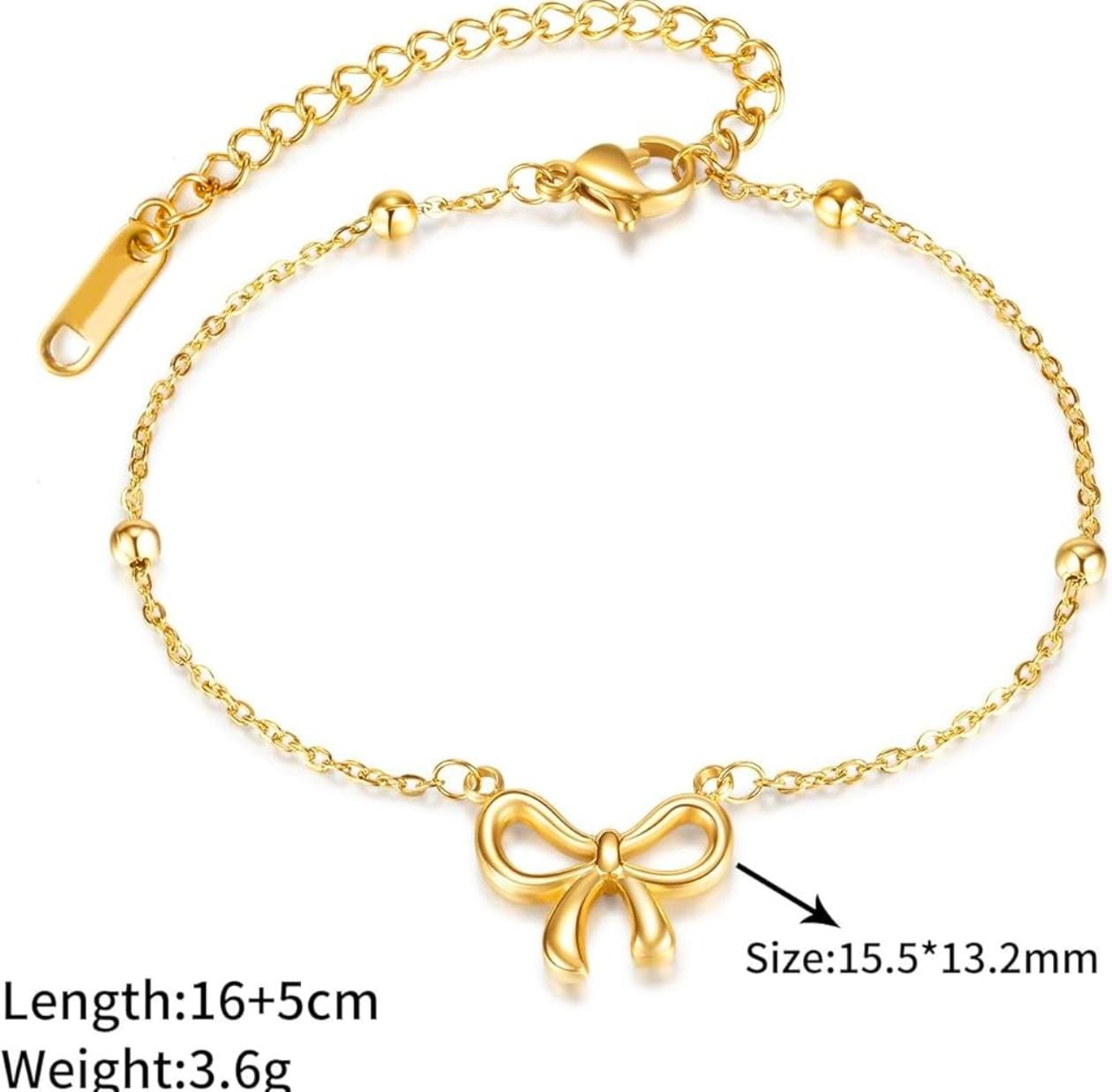 Elegant Bow Charm Bracelet – 18K Gold Plated, Waterproof & Anti-Tarnish