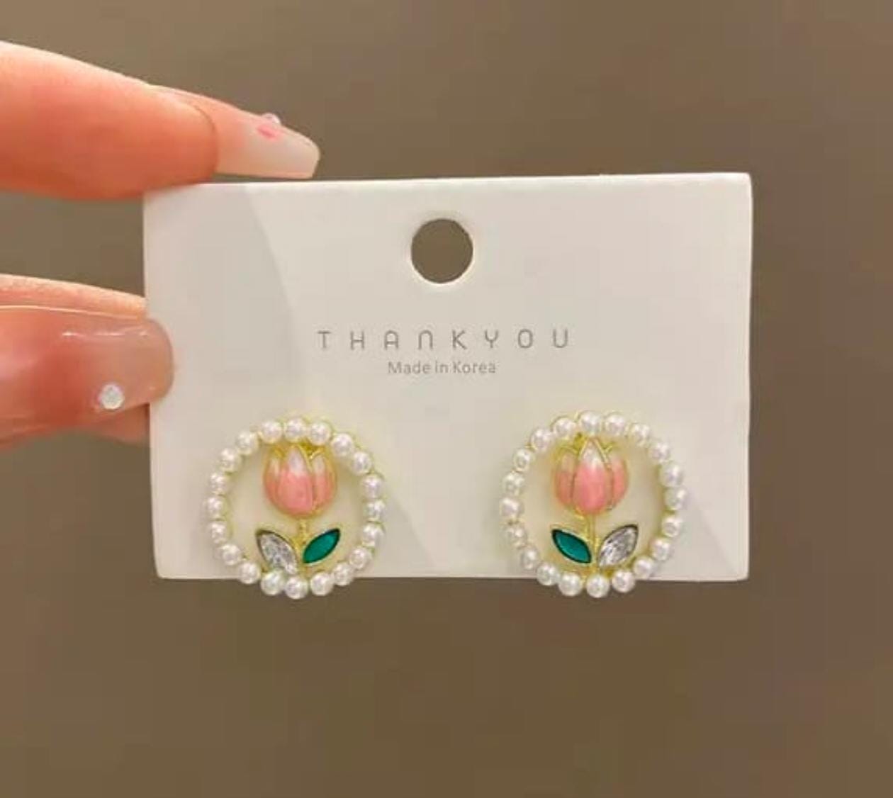 Blossom Pearl Hoop Studs – Handmade Floral Elegance