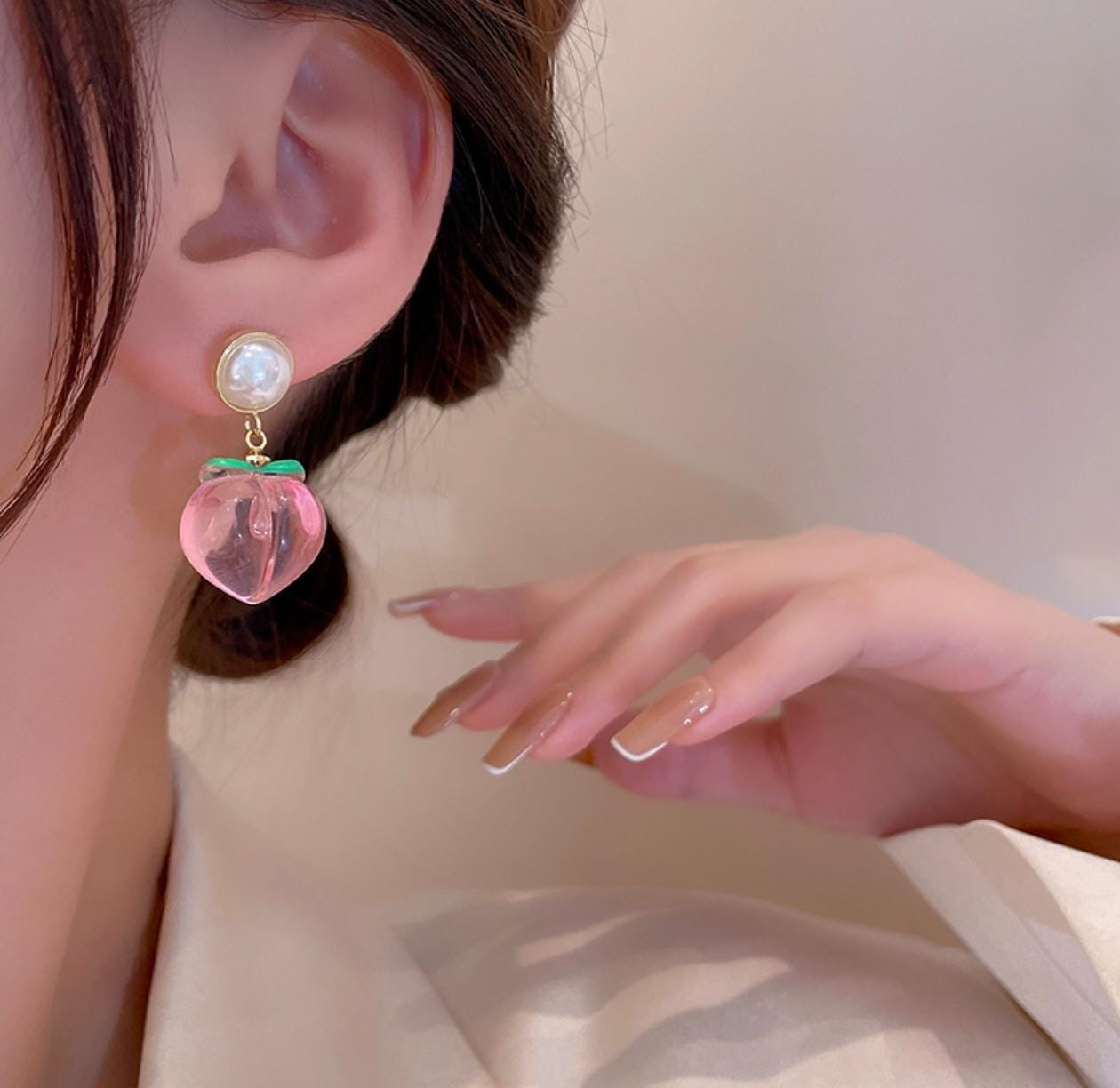 Pink Peach Acrylic Korean Style Earrings