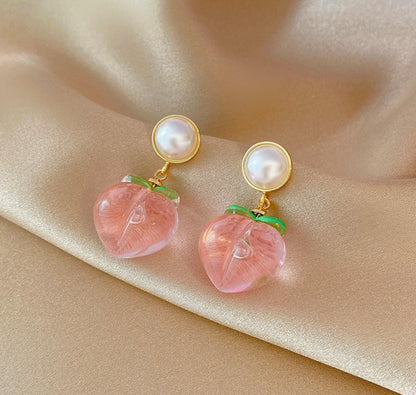 Pink Peach Acrylic Korean Style Earrings