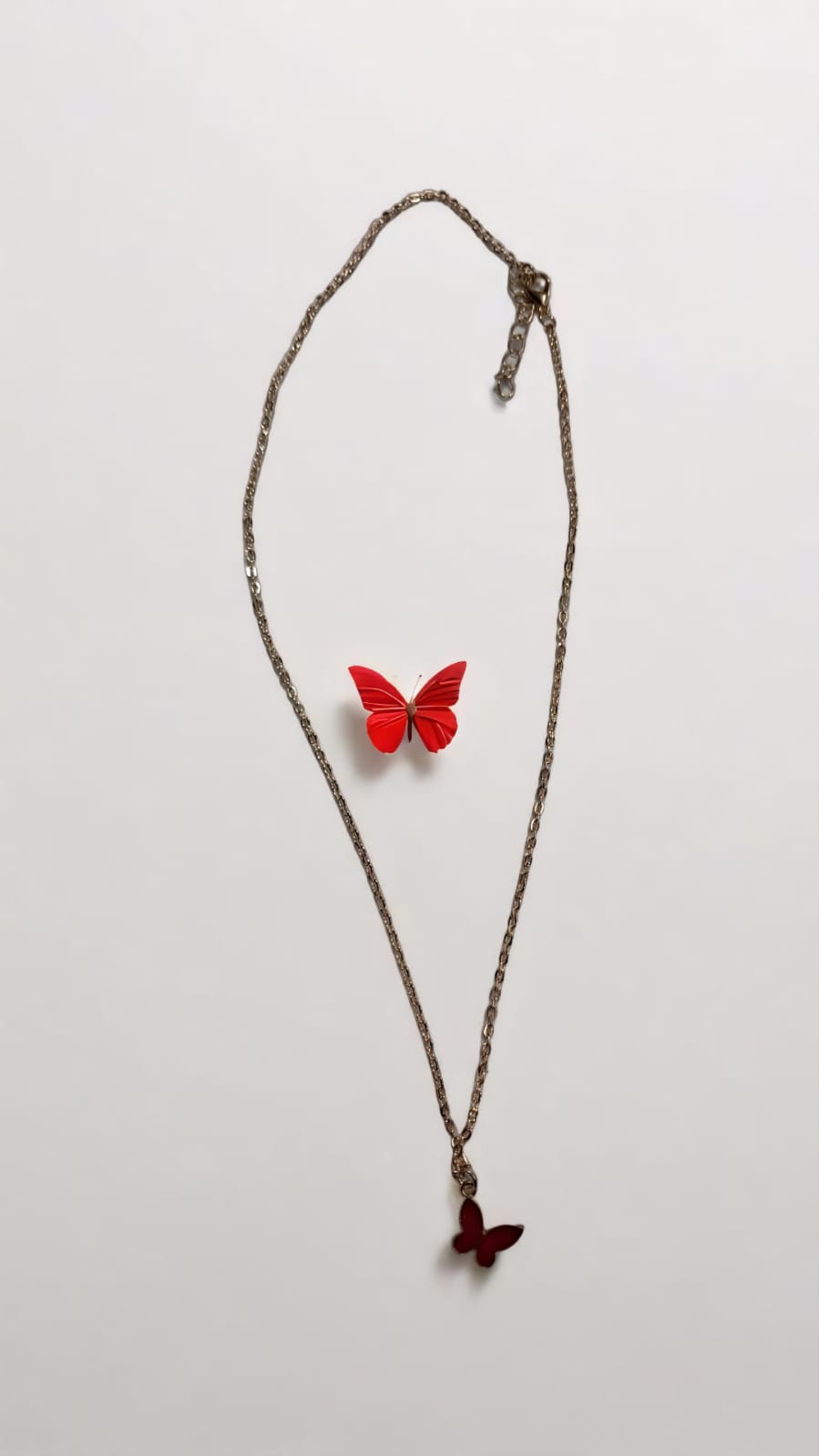 Red Butterfly Pendant Necklace – Dainty Charm for Elegant Looks