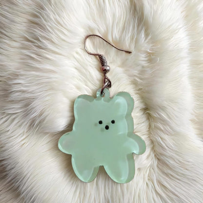 Mint Gummy Bear Dangle Earrings – Cute Resin Drop Earrings