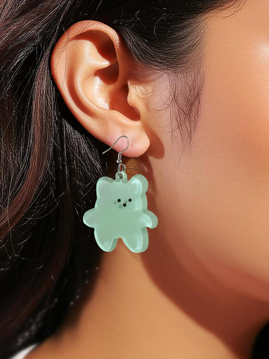 Mint Gummy Bear Dangle Earrings – Cute Resin Drop Earrings