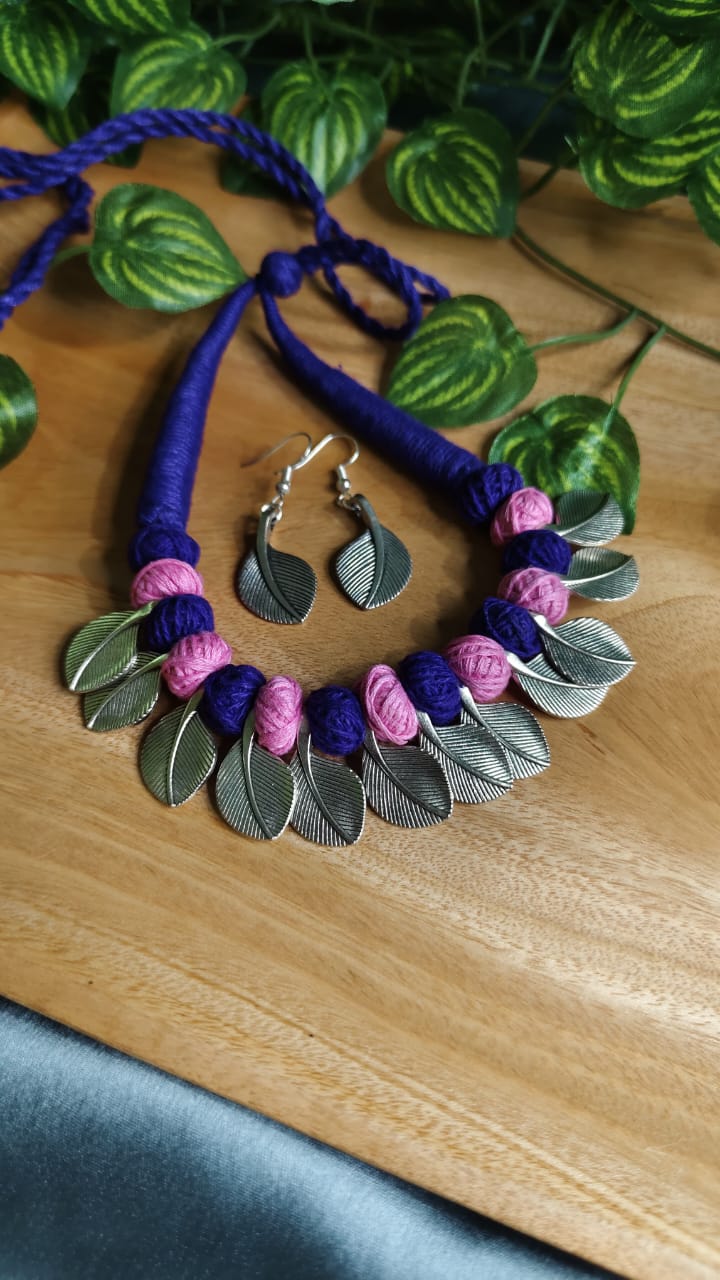 Handcrafted Thread Necklace & Earring Set – Boho Chic Style